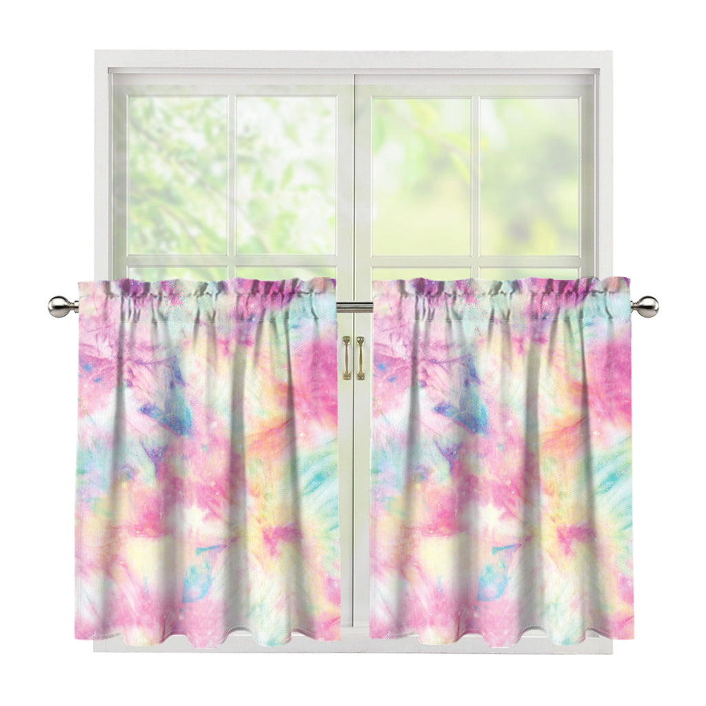 Pastel Tie Dye Print Tier Curtains