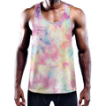 Pastel Tie Dye Print Men's Workout Tank Top