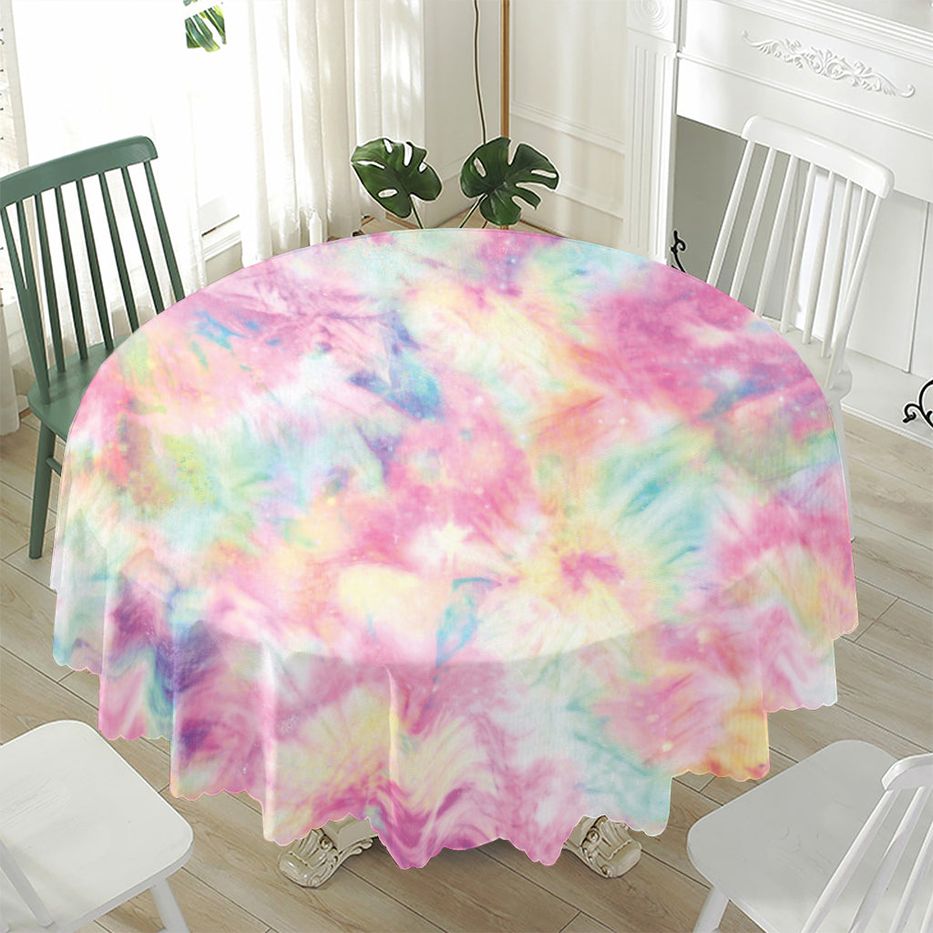 Pastel Tie Dye Print Waterproof Round Tablecloth