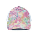 Pastel Tie Dye Print White Mesh Trucker Hat