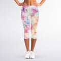 Pastel Tie Dye Print Women's Capri Leggings