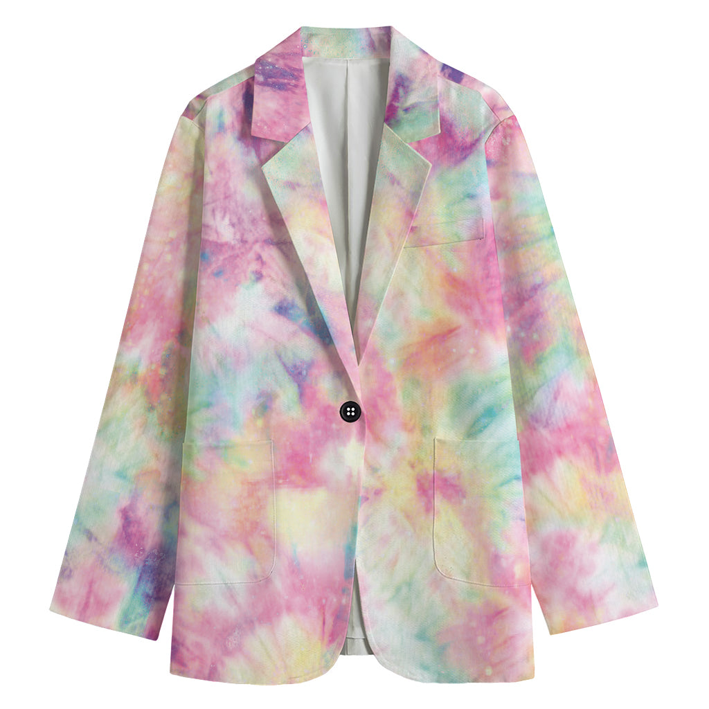 Pastel Tie Dye Print Women's Cotton Blazer