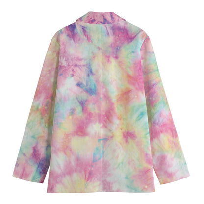 Pastel Tie Dye Print Women's Cotton Blazer