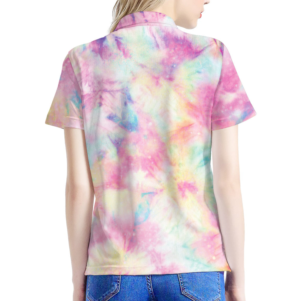 Pastel Tie Dye Print Women's Polo Shirt
