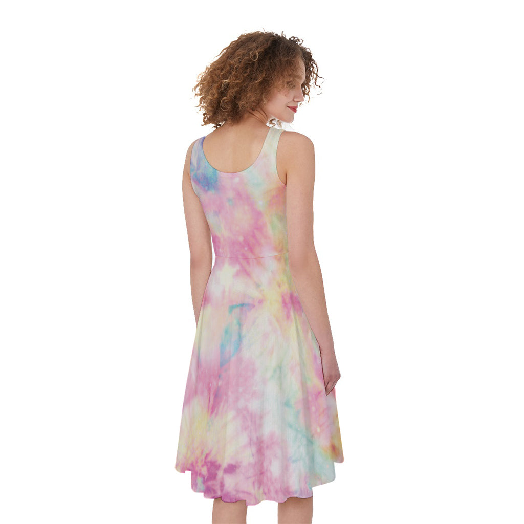 Pastel Tie Dye Print Women's Sleeveless Dress