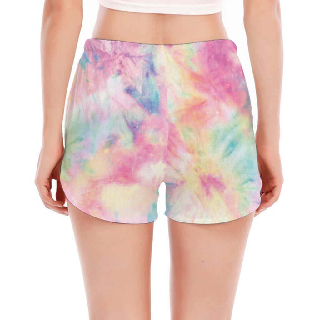 Pastel Tie Dye Print Women's Split Running Shorts