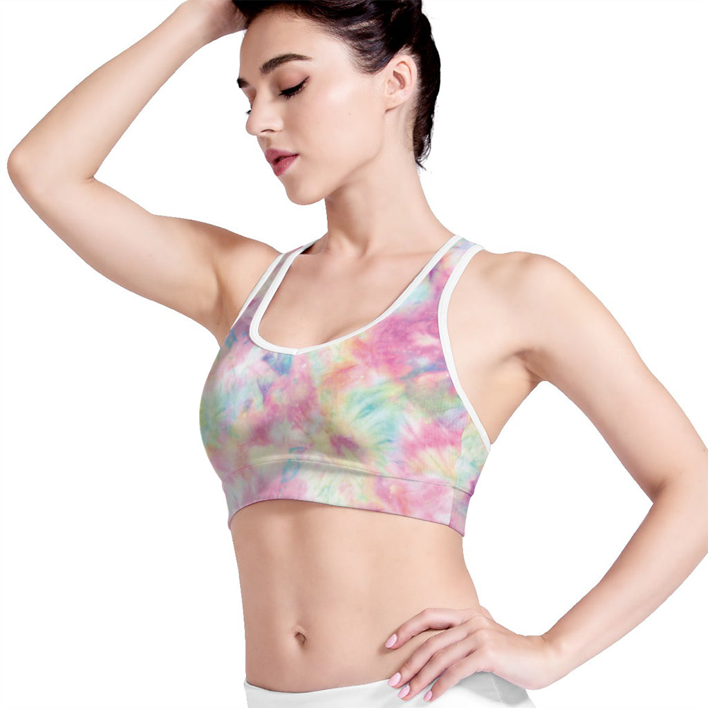 Pastel Tie Dye Print Women's Sports Bra