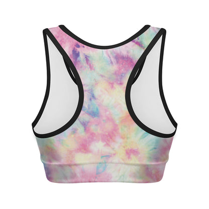 Pastel Tie Dye Print Women's Sports Bra