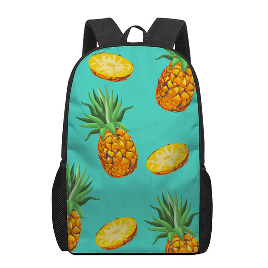 Pastel Turquoise Pineapple Pattern Print 17 Inch Backpack