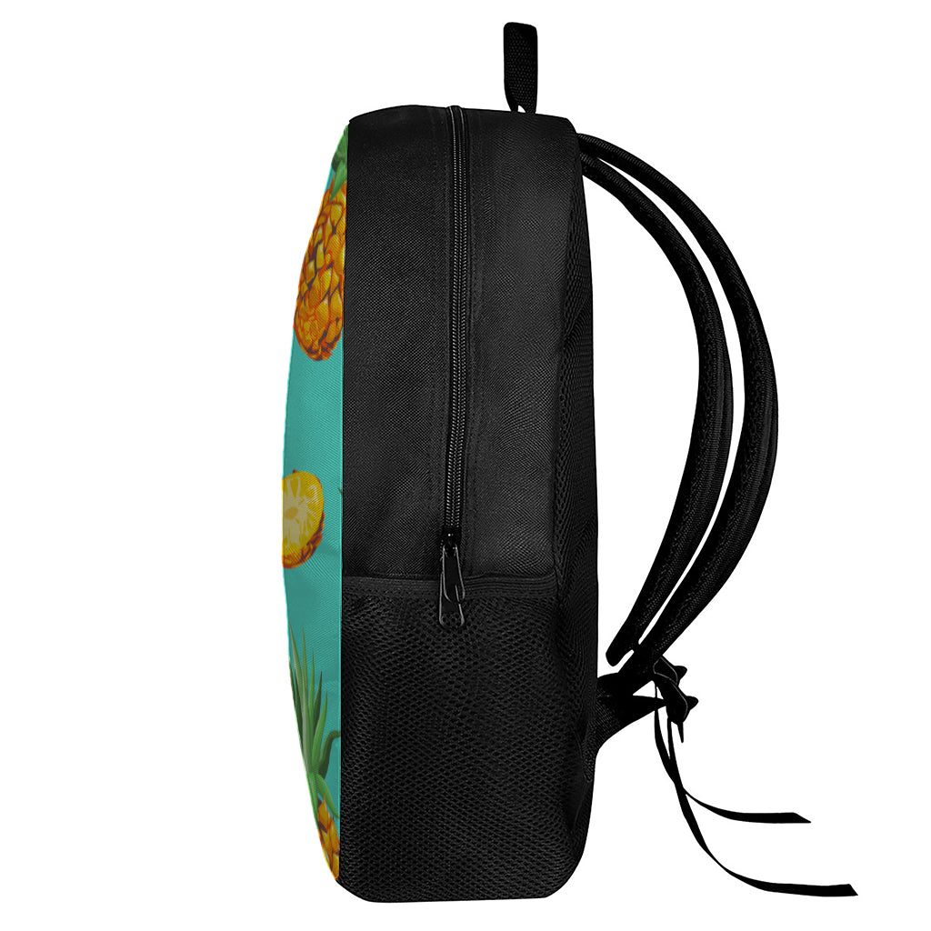 Pastel Turquoise Pineapple Pattern Print 17 Inch Backpack