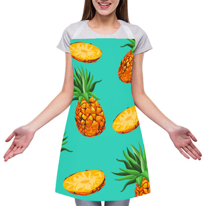Pastel Turquoise Pineapple Pattern Print Adjustable Apron