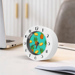 Pastel Turquoise Pineapple Pattern Print Alarm Clock