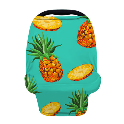 Pastel Turquoise Pineapple Pattern Print Baby Seat Cover