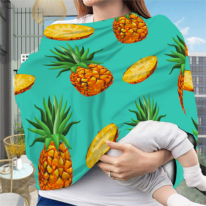 Pastel Turquoise Pineapple Pattern Print Baby Seat Cover