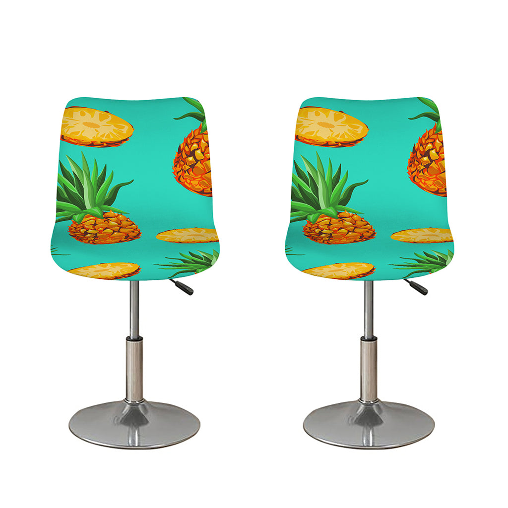 Pastel Turquoise Pineapple Pattern Print Bar Stool Covers