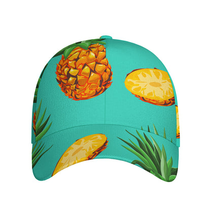 Pastel Turquoise Pineapple Pattern Print Baseball Cap
