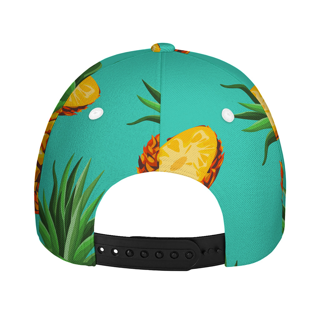 Pastel Turquoise Pineapple Pattern Print Baseball Cap