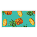 Pastel Turquoise Pineapple Pattern Print Beach Towel