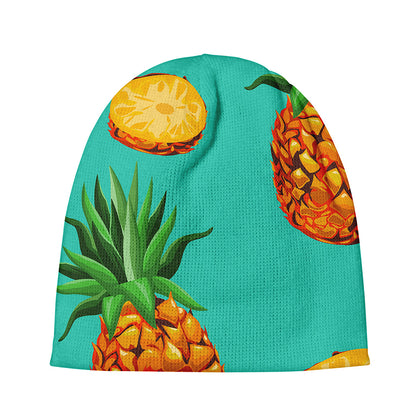 Pastel Turquoise Pineapple Pattern Print Beanie