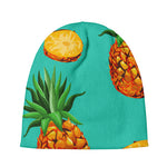 Pastel Turquoise Pineapple Pattern Print Beanie
