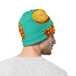Pastel Turquoise Pineapple Pattern Print Beanie