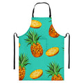 Pastel Turquoise Pineapple Pattern Print Bib Apron With Pocket