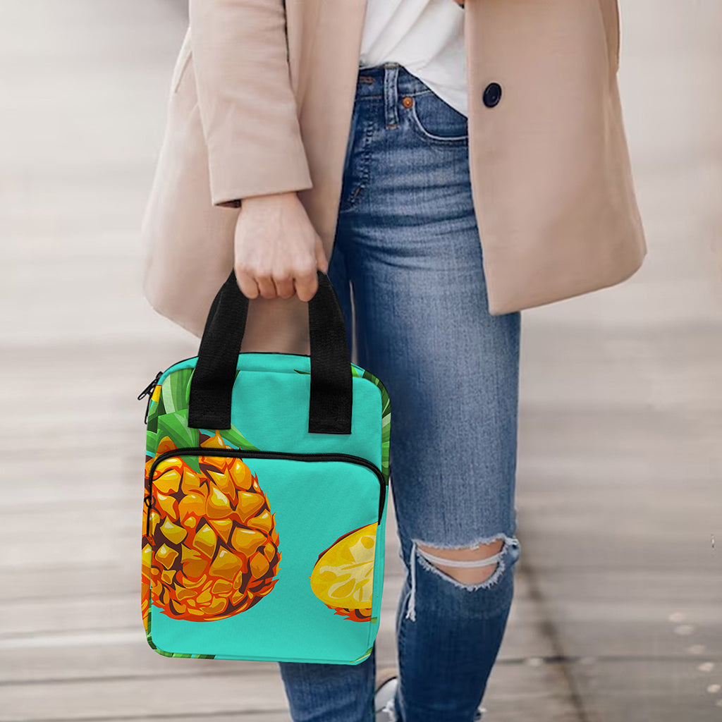 Pastel Turquoise Pineapple Pattern Print Bible Tote Bag