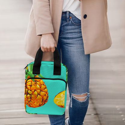 Pastel Turquoise Pineapple Pattern Print Bible Tote Bag
