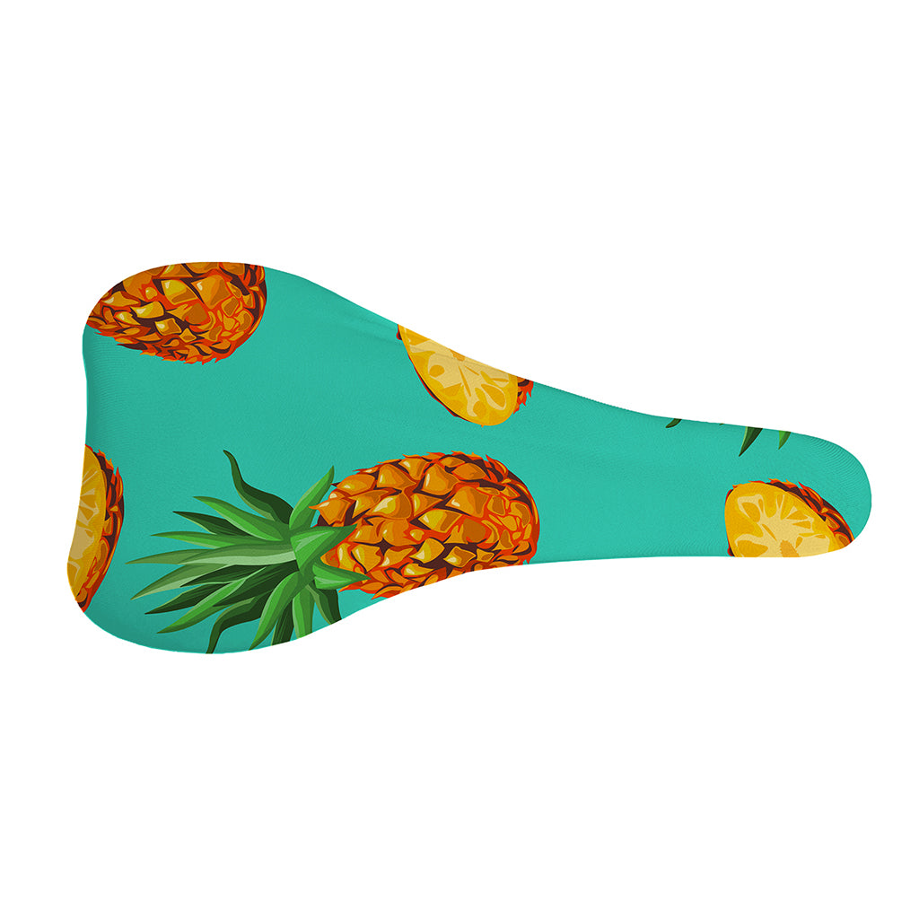 Pastel Turquoise Pineapple Pattern Print Bicycle Seat Cover