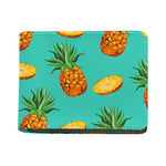 Pastel Turquoise Pineapple Pattern Print Bifold Wallet
