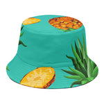 Pastel Turquoise Pineapple Pattern Print Bucket Hat