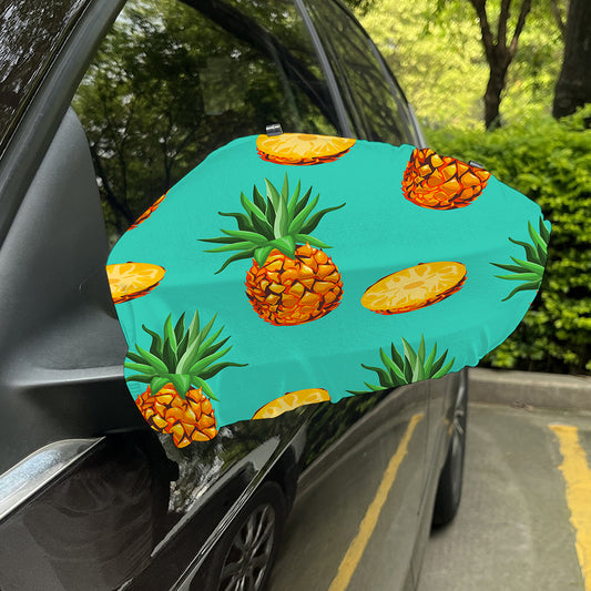Pastel Turquoise Pineapple Pattern Print Car Side Mirror Covers