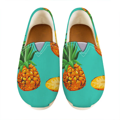 Pastel Turquoise Pineapple Pattern Print Casual Shoes