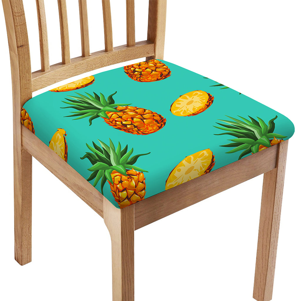 Pastel Turquoise Pineapple Pattern Print Chair Cushion Cover