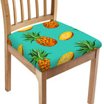 Pastel Turquoise Pineapple Pattern Print Chair Cushion Cover