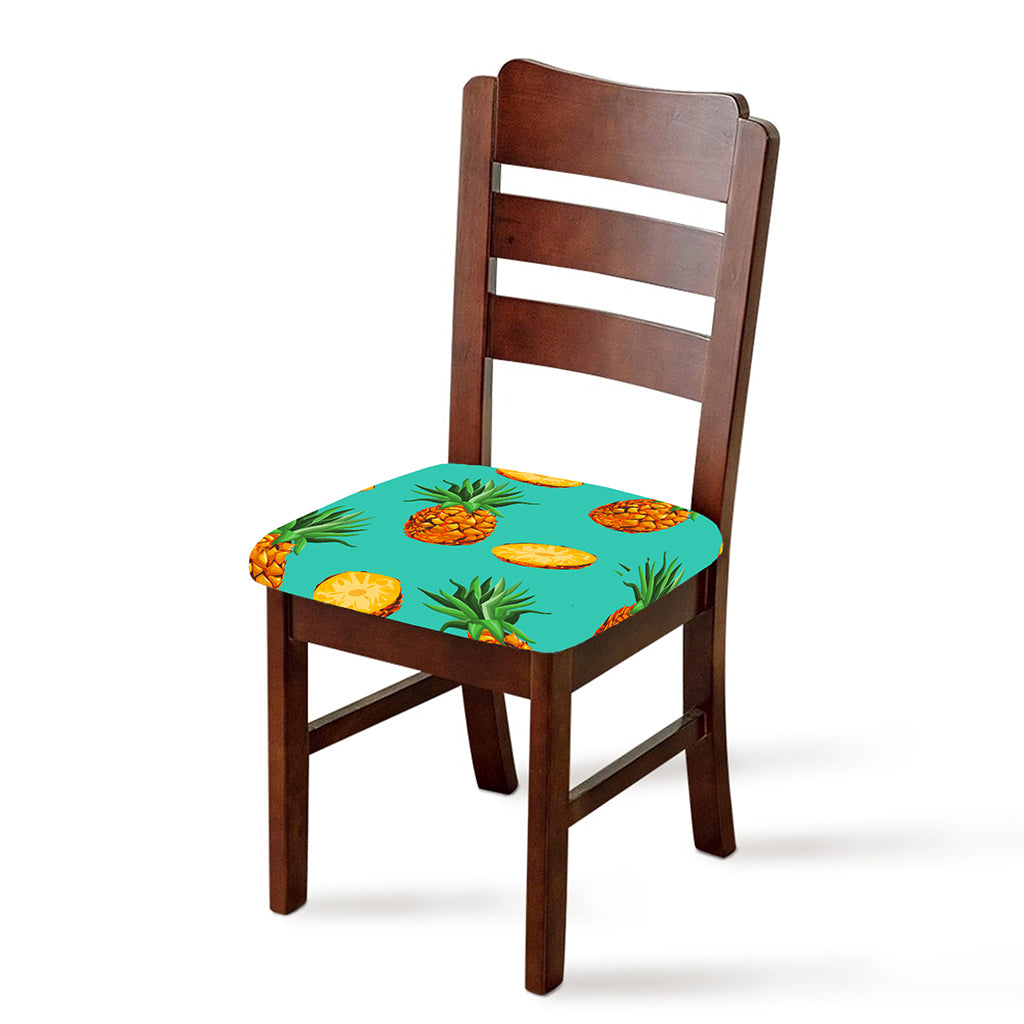 Pastel Turquoise Pineapple Pattern Print Chair Cushion Cover