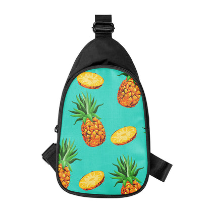 Pastel Turquoise Pineapple Pattern Print Chest Bag