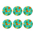 Pastel Turquoise Pineapple Pattern Print Coaster Set
