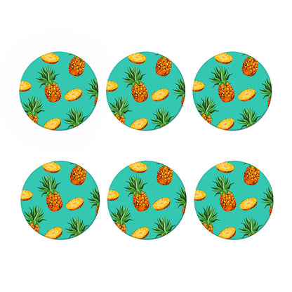 Pastel Turquoise Pineapple Pattern Print Coaster Set