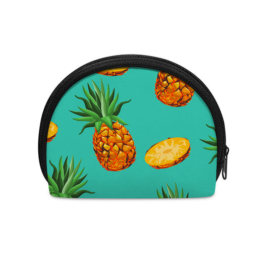 Pastel Turquoise Pineapple Pattern Print Coin Purse