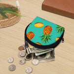 Pastel Turquoise Pineapple Pattern Print Coin Purse