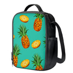Pastel Turquoise Pineapple Pattern Print Crossbody Lunch Bag