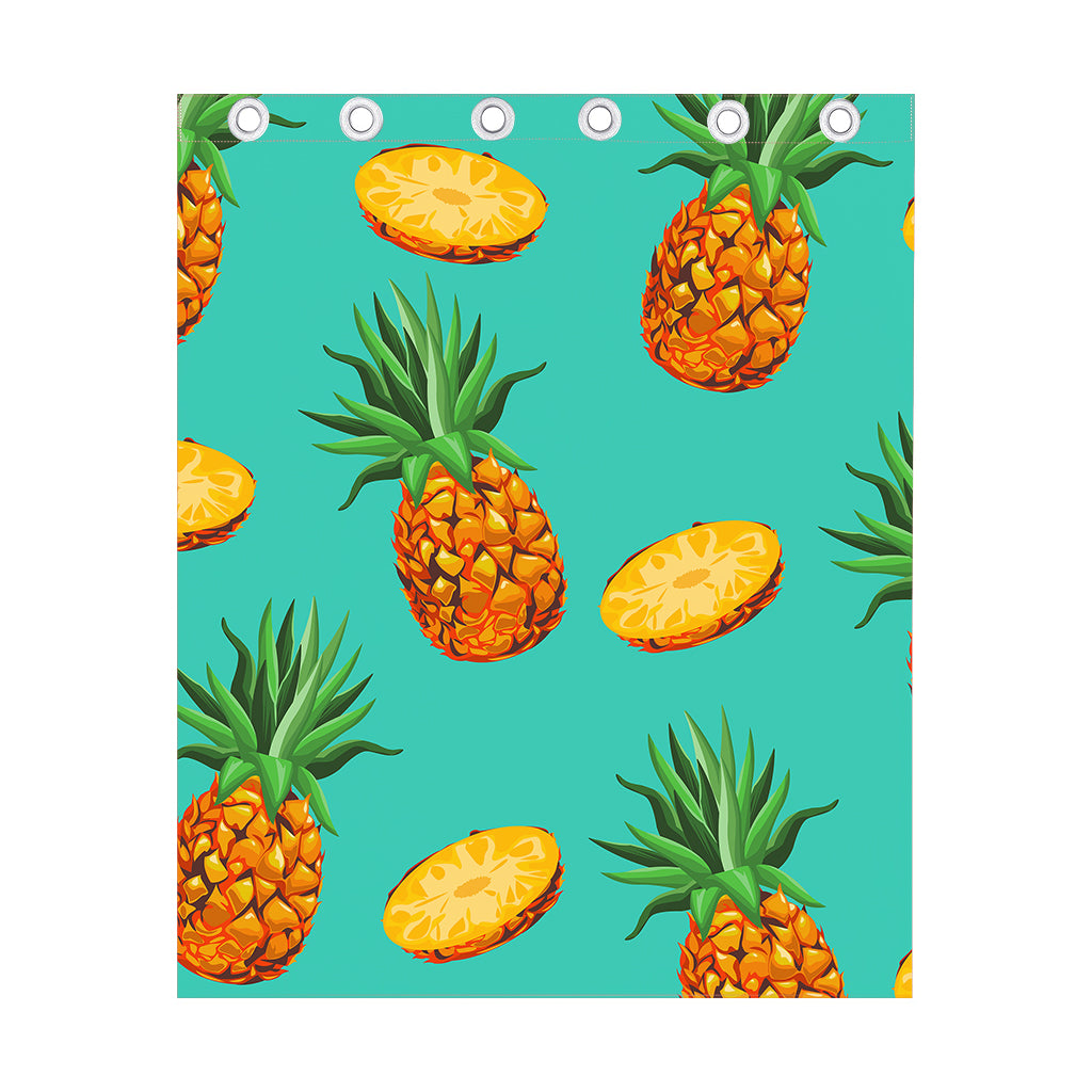 Pastel Turquoise Pineapple Pattern Print Curtain