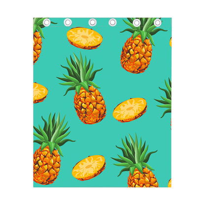 Pastel Turquoise Pineapple Pattern Print Curtain
