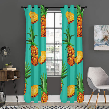 Pastel Turquoise Pineapple Pattern Print Curtain