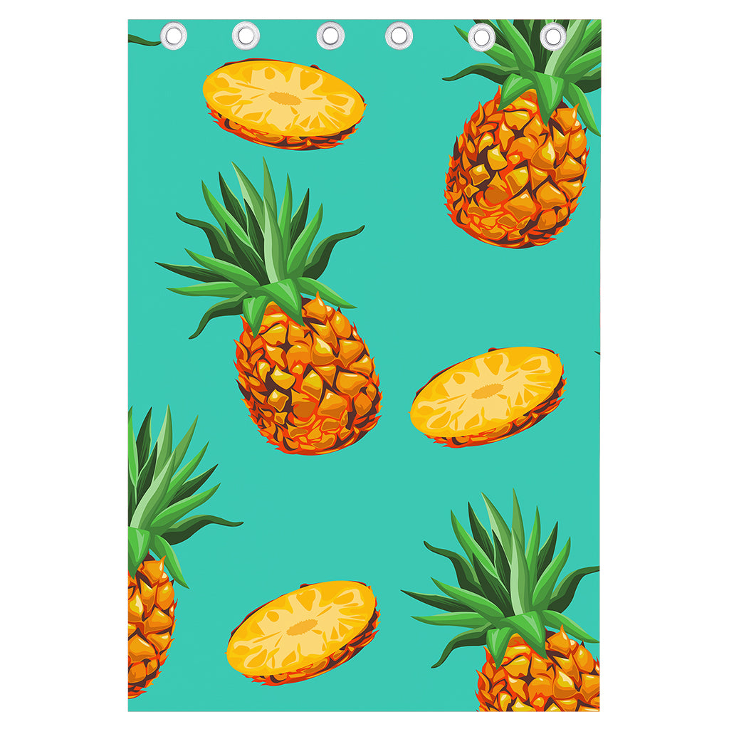 Pastel Turquoise Pineapple Pattern Print Curtain