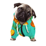 Pastel Turquoise Pineapple Pattern Print Dog Zip Up Hoodie