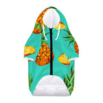 Pastel Turquoise Pineapple Pattern Print Dog Zip Up Hoodie