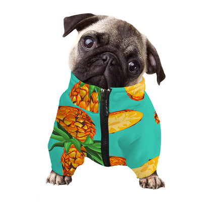 Pastel Turquoise Pineapple Pattern Print Dog Zip Up Jacket