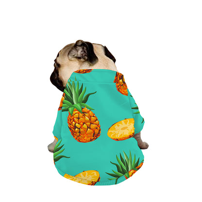 Pastel Turquoise Pineapple Pattern Print Dog Zip Up Jacket